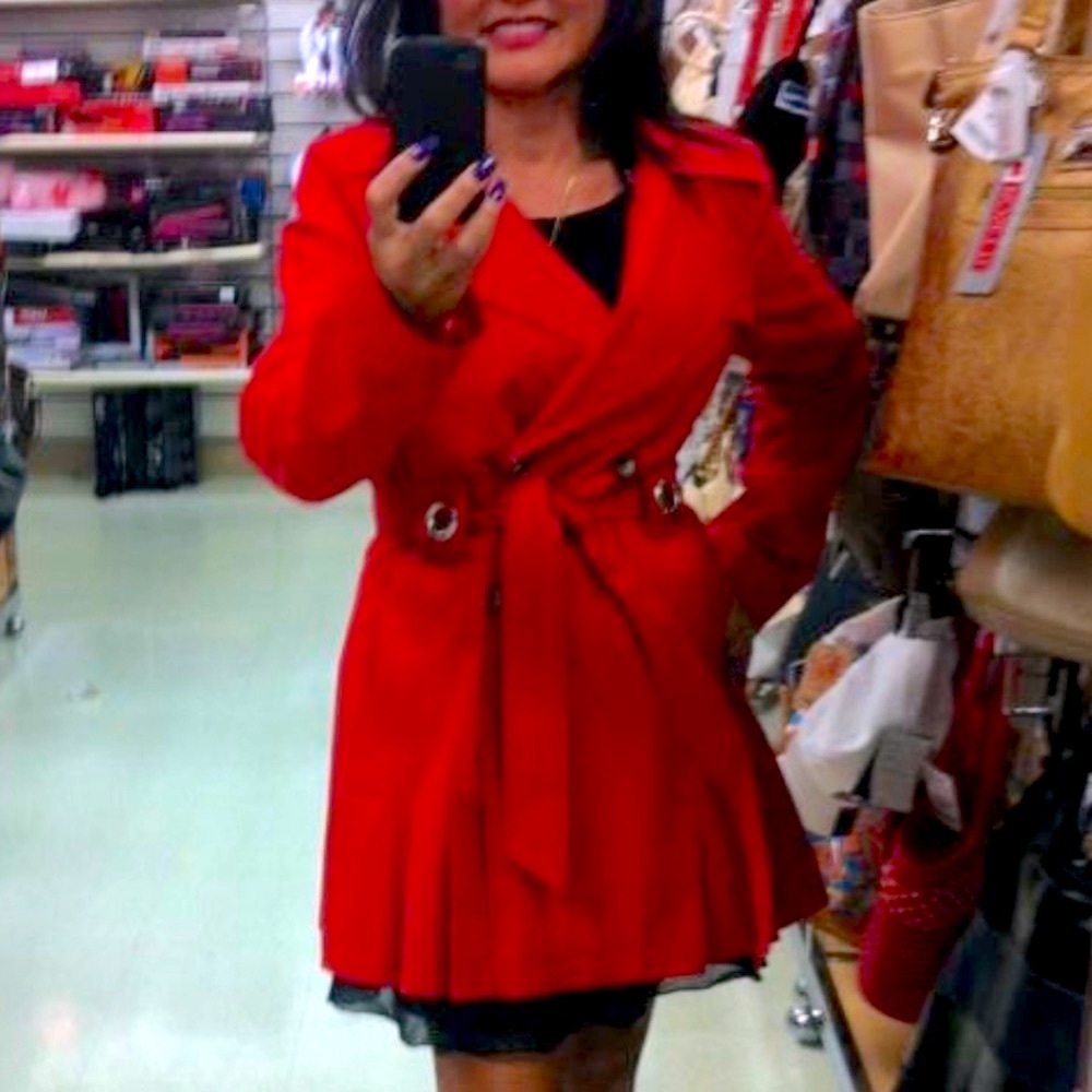 Women's Red Double-Breasted Coat